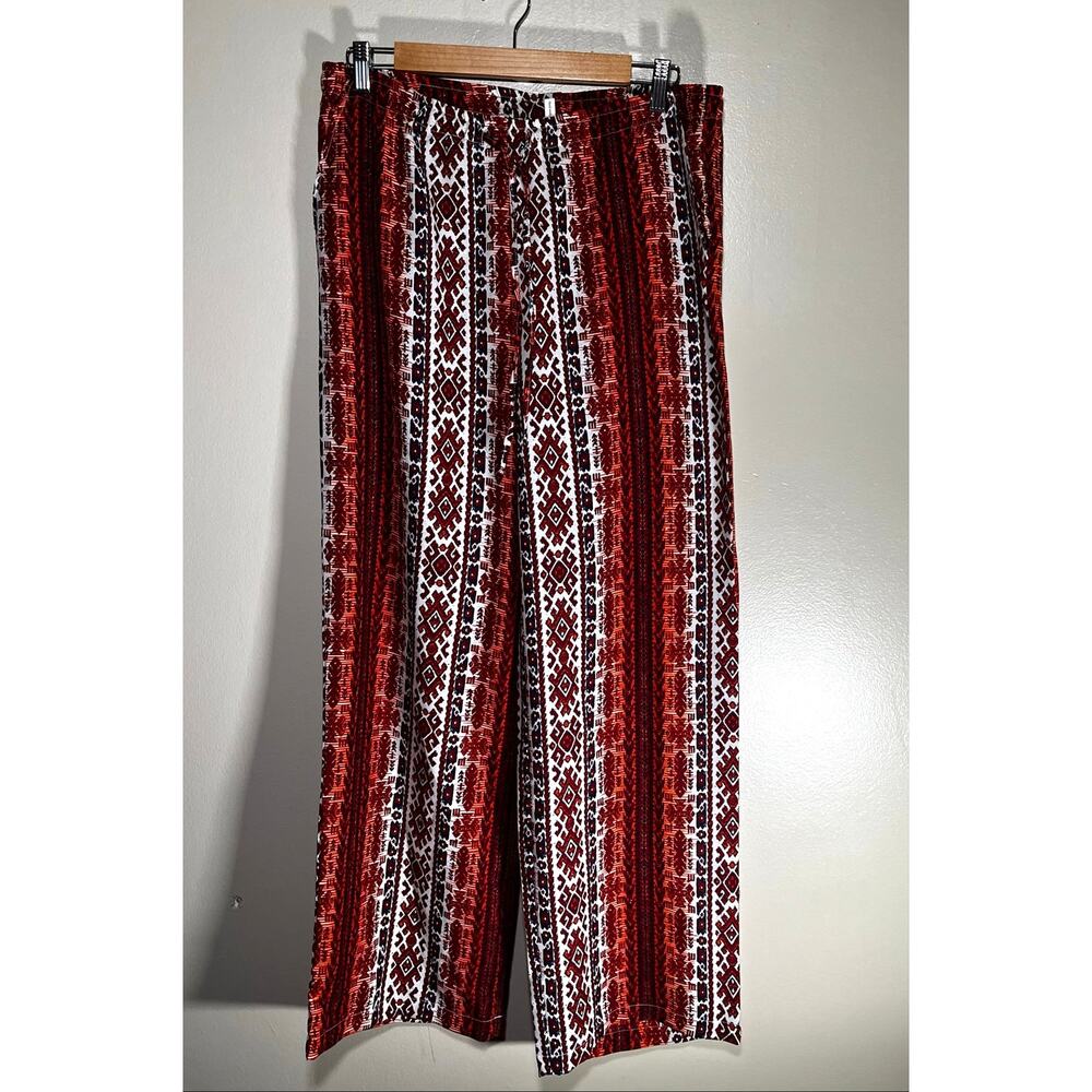 JAPNA Casual Boho Pull on Flare Leg Palazzo Pants - Size M